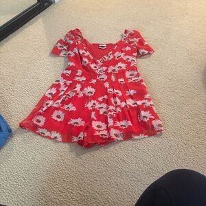Urban Outfitters Red Floral Mini romper